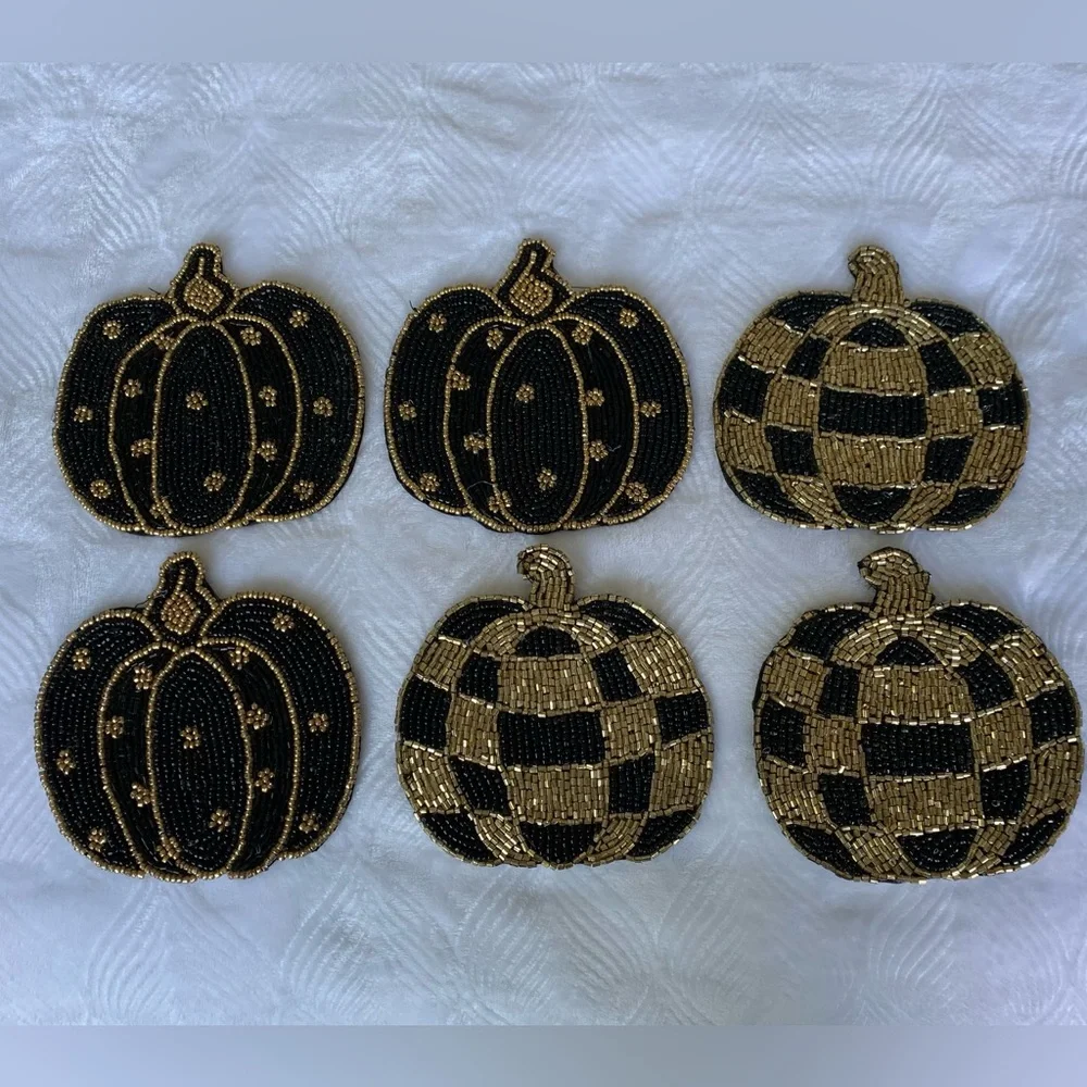 SALE - Rachel Zoe beaded pumpkin coasters - Picture 4 of 4